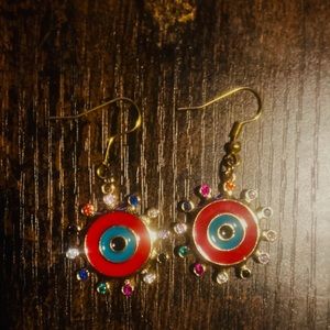 Handmade Red evil eye earrings